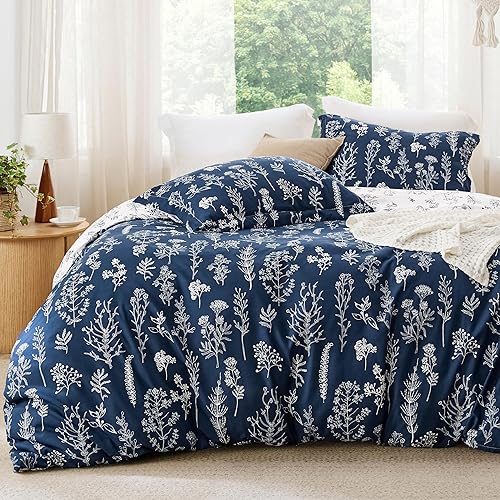 Miniatura 27 de Bedsure - Juego de edredón de tamaño queen, 3 piezas, bonito, con estampado floral, 1 suave edredón con diseño botánico de flores y 2 fundas de 28 -