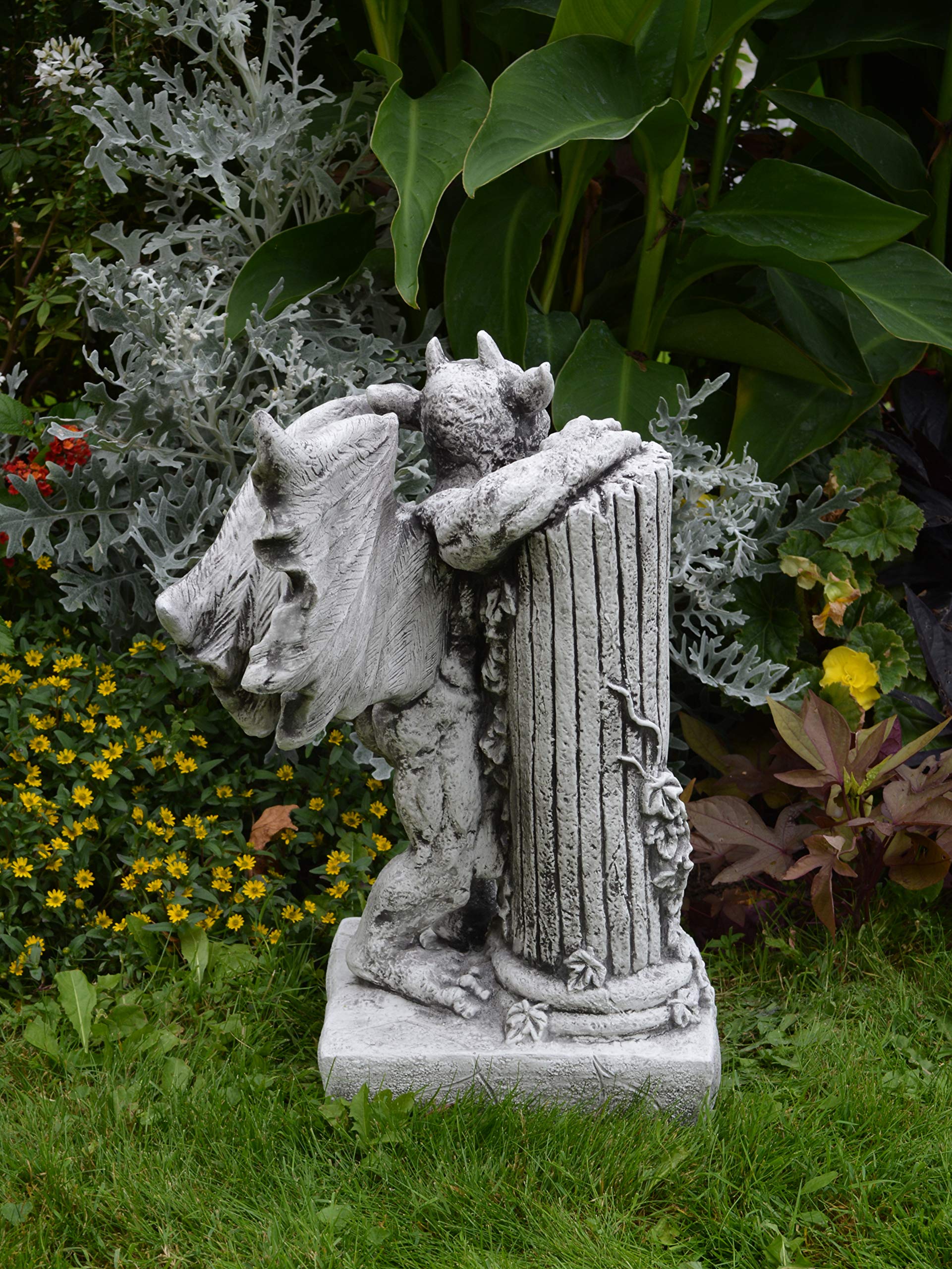 gartendekoparadies.de Figure de Pierre Massive gargouille Gardien avec Colonne en Pierre reconstituée, résistant au Gel