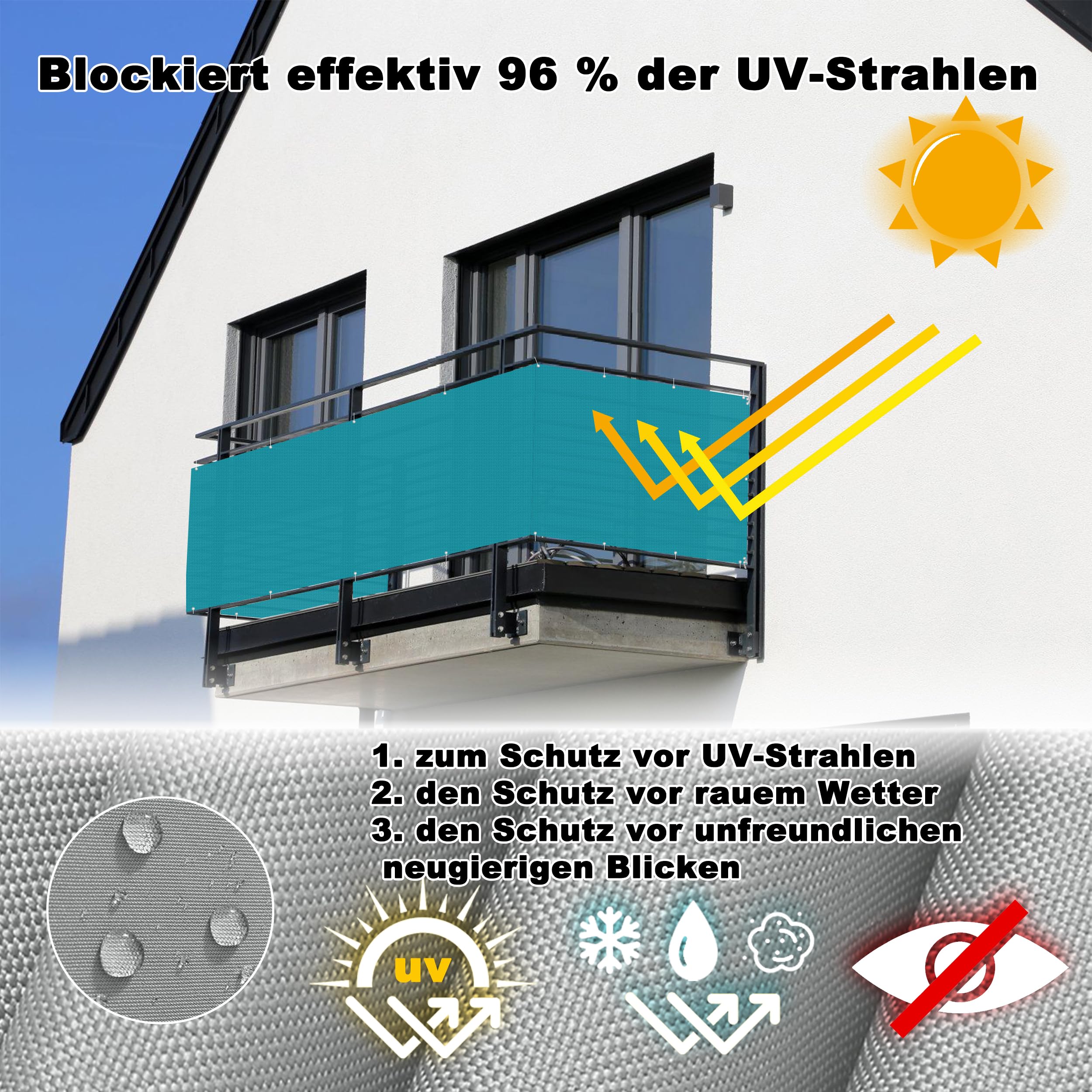 Balkon Sichtschutz 110x400 Cm Hellgrau - Seiten-Sichtschutz Für Mehr Privatsphäre Auf Balkon & Terrasse