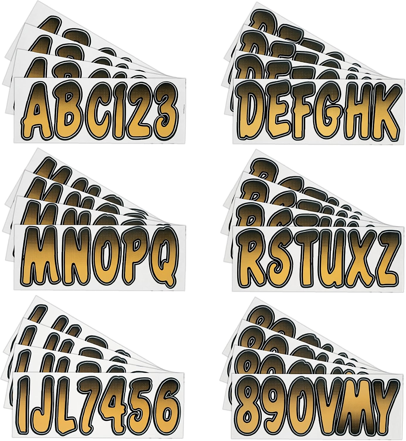 Hardline Products USA Series 200 Boat Registration Numbers Kit – 3 Inch Marine Grade Vinyl Decals – Brown & Black Gradient Lettering for Hull ID – USCG Compliant, Fuel & Fade Resistant – 146 Piece Set