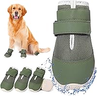 DcOaGt Size 8 Dog Boots for Large Breeds: Waterproof Breathable Anti-Slip Paw Protectors for Rottweiler, German Shepherd, Hiking & Winter - Military Green 4PCS