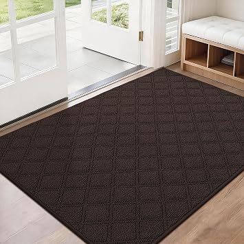BEQHAUSE Dirt Trapper Door Mat 32" x 48" Non-Slip Washable, Brown