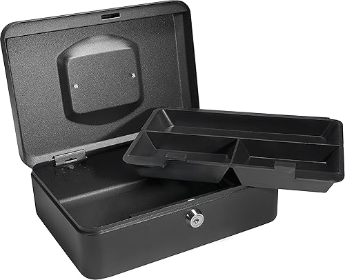 Miniatura 3 de BARSKA Caja de efectivo de 10 pulgadas con cerradura de llave, color negro