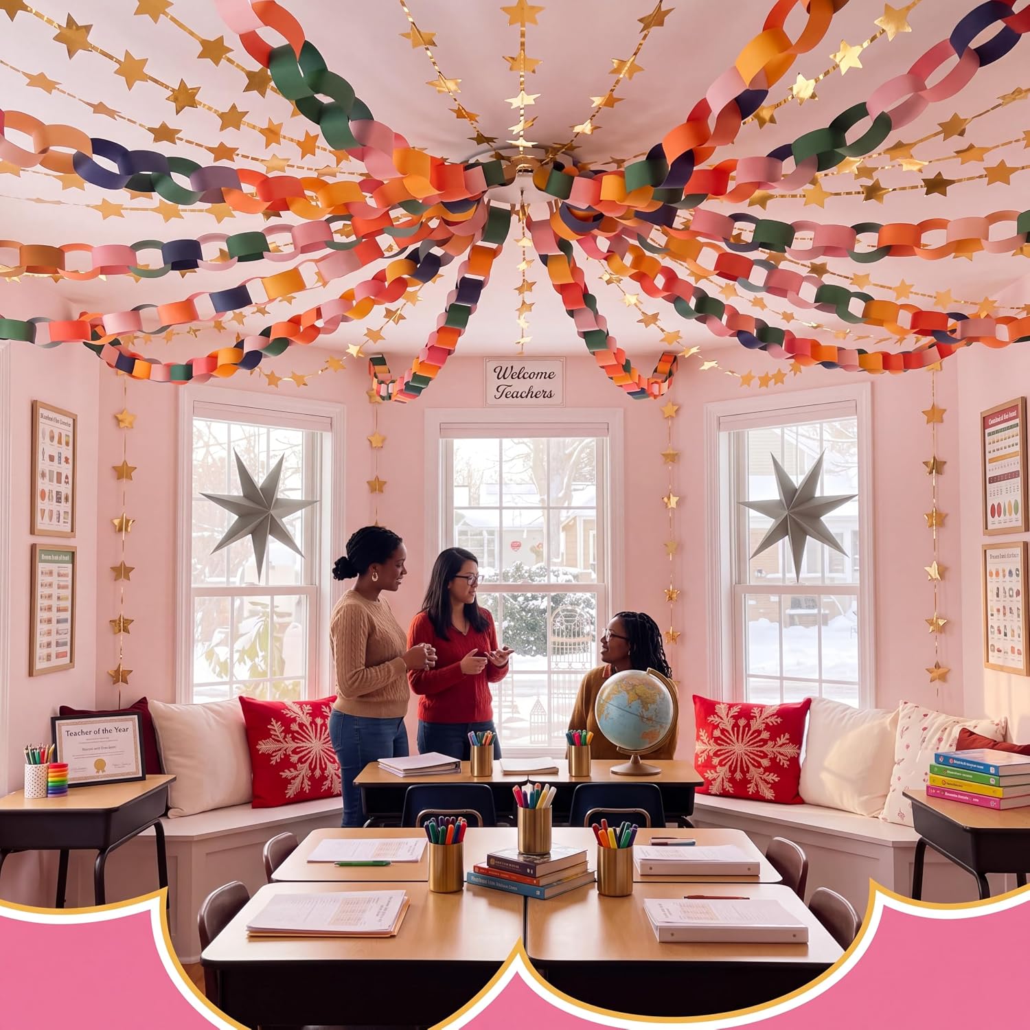 Spiareal 612 Pcs Christmas Whimsical Decorations Set Paper Chain Crafts Set