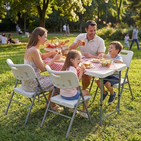 Home Vida Folding Table 4ft Heavy Duty Extra Strength Camping Buffet Wedding Market Garden Party Car Boot Stall Picnic Trestle Indoor Outdoor Foldaway