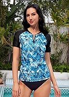 Vista 185 de BesserBay Women’s Rash Guard Shirt UPF 50+ Half Zip Short Sleeve Quick Dry Swim Shirt Swimsuit Tops