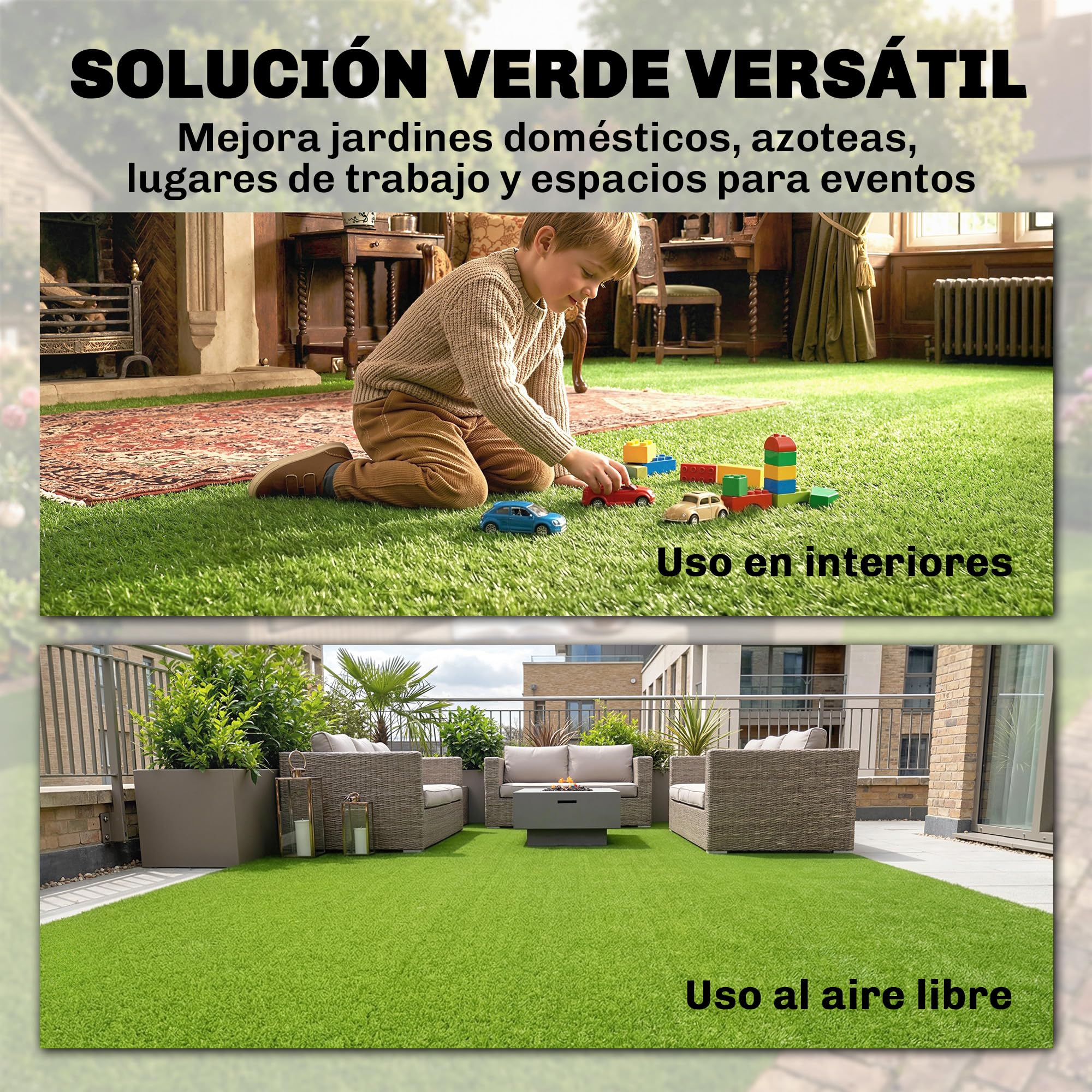 Outsunny Césped Artificial 1m x 4m, Alfombra Césped Artificial con Altura de Hierba 10 mm, Drenaje Automático, para Jardín, Terraza, Patio, Balcón, Interior y Exterior, Verde