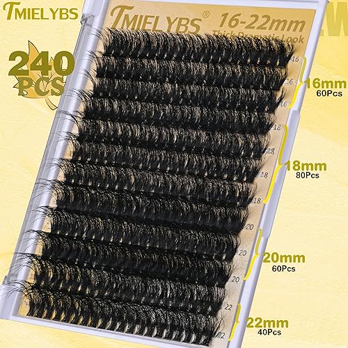 Miniatura 3 de TIMELABS - 280 unidades, mezcla de pestañas 40D, 50D, 0.43-0.630 pulgadas, pestañas individuales, onduladas, rizadas C D, banda fina suave para