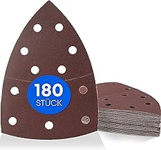 180 Pcs / Prio Triangles Sanding Pads / 11 Holes / 105 x 152mm / 30 x Grit 40-60-80-120-180-240 / Multi Sanders / Sanding Sheets / Triangular Sanding Pads / Sandpaper