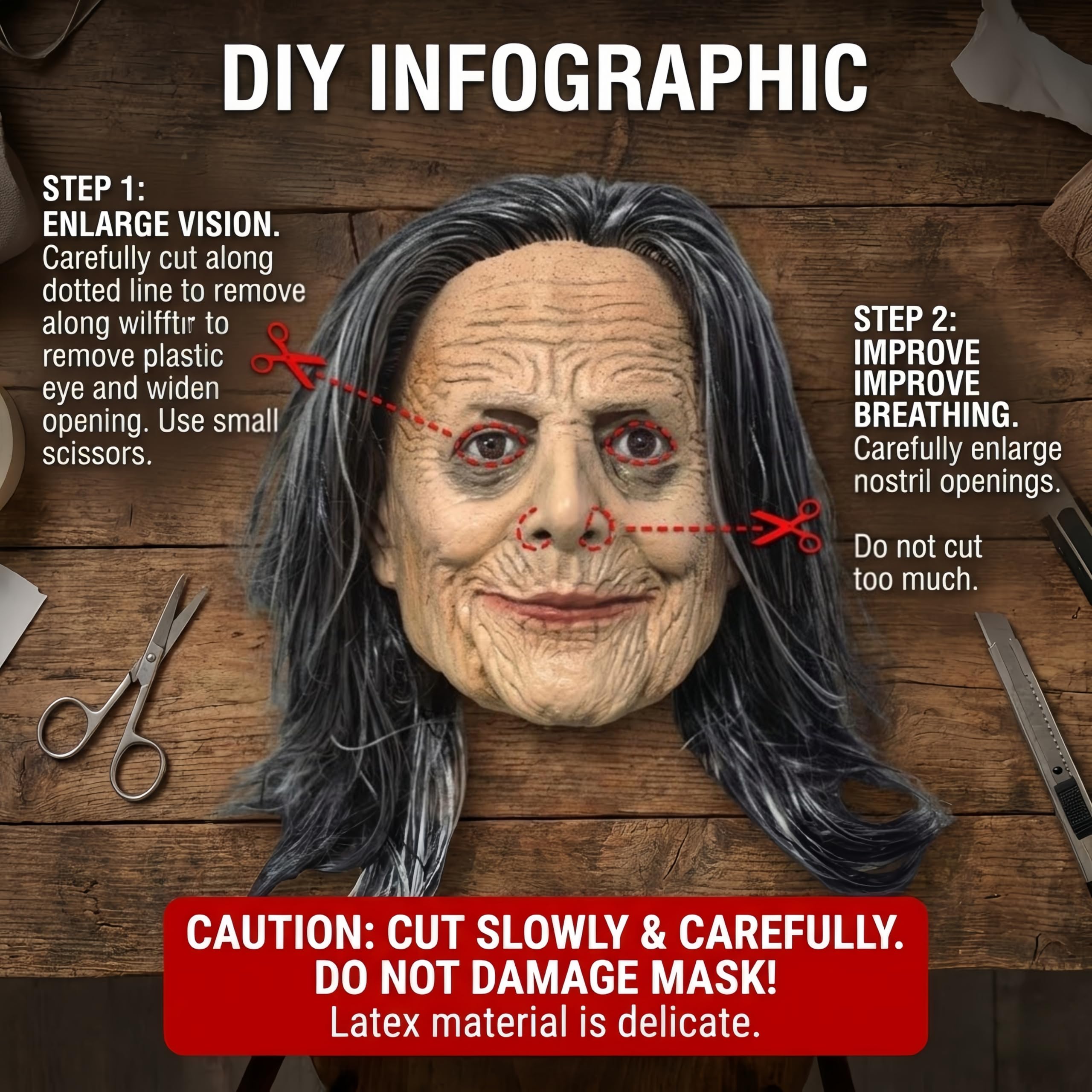Halloween Old Woman Costume Mask - Image 4