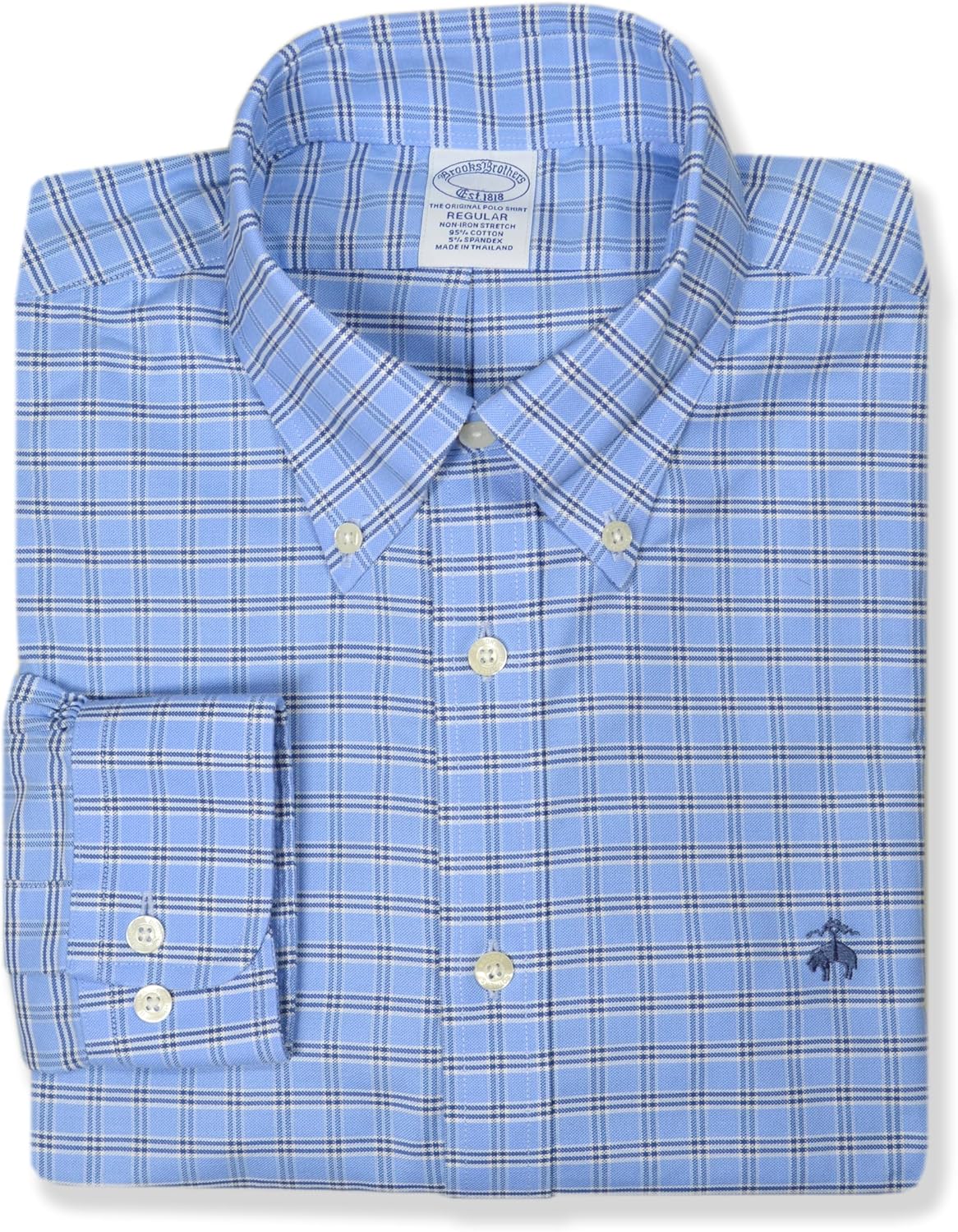Brooks Brothers Mens Regular Fit Mixed Oxford Cotton Blend Button Down Shirt,