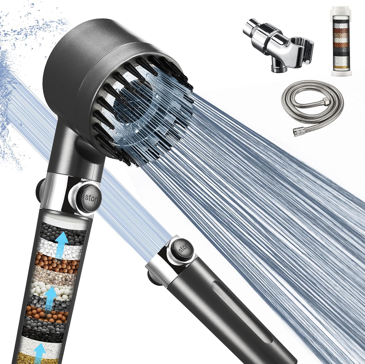 Fitered Shower Head with Handheld for Hard Water, High Prure
