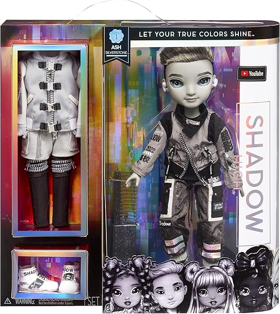 Rainbow High 583578EUC Shadow High Series-ASH Silverstone-Greyscale Fashion Doll with Slick Black Hair, Two Designer Outfits, & Accessories-Collectable-for Kids Ages 6+
