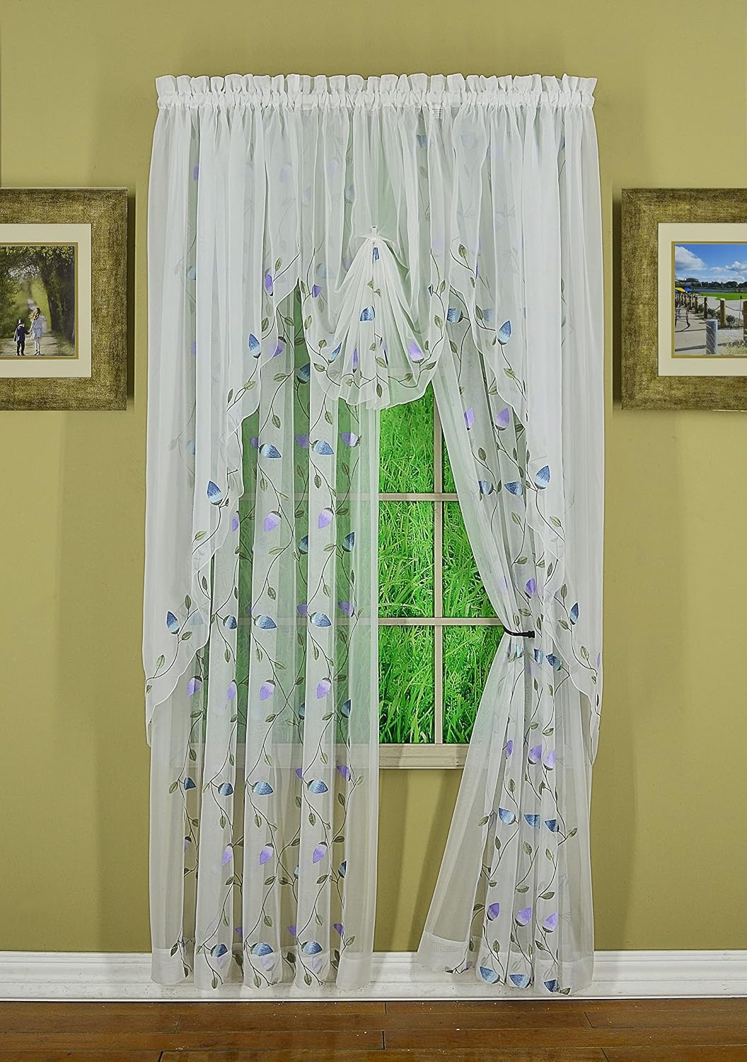Today's Curtain Napa Embroidered Panel 63",White