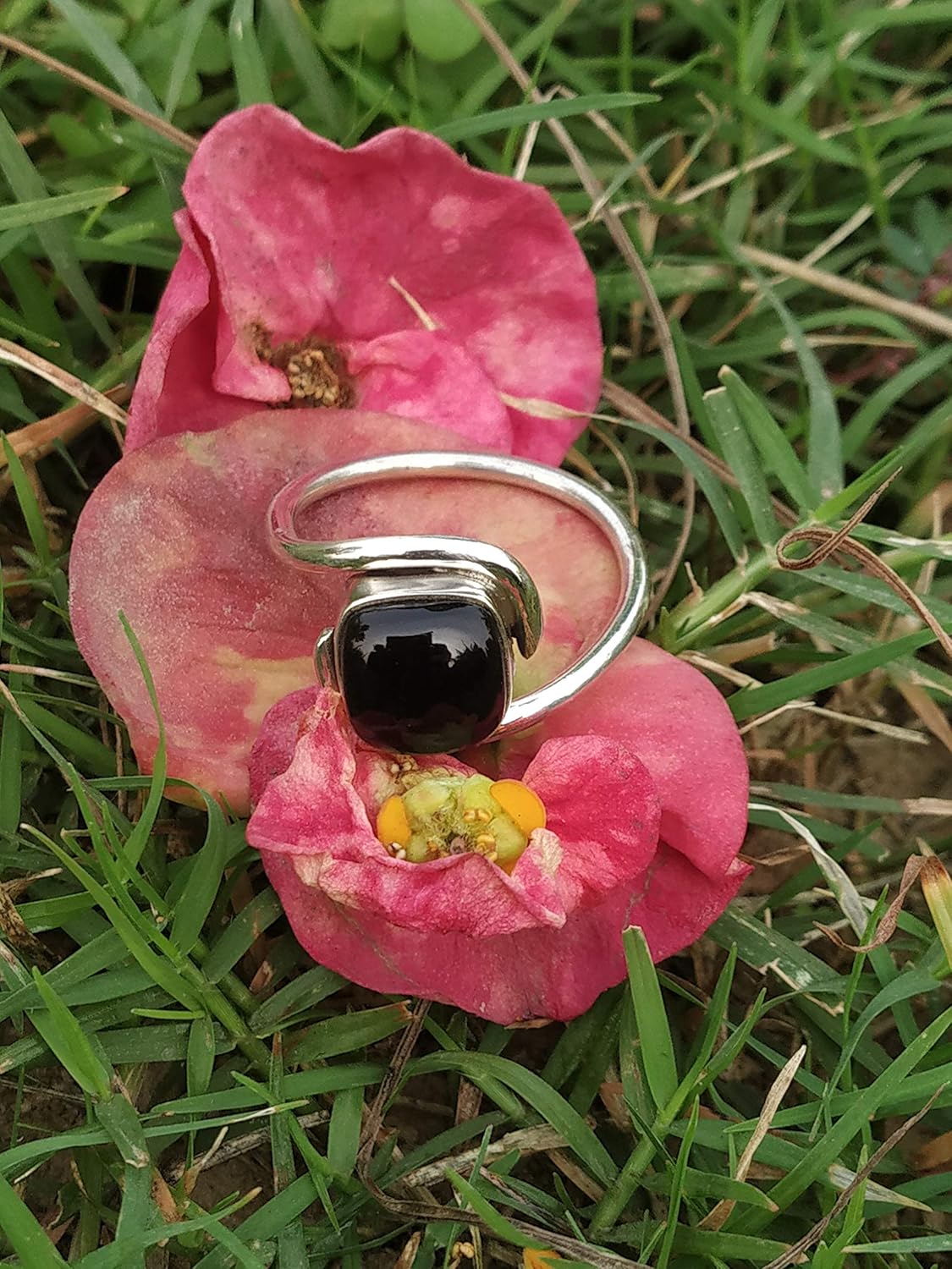 Black Onyx Ring, 925 Sterling Silver Ring, Cushion Stone Ring, Engagement Ring, Boho Ring, Handmade Jewelry, Delicate Ring, Bridesmaid Gift, Promise Ring, Statement Ring Christmas Day Gift