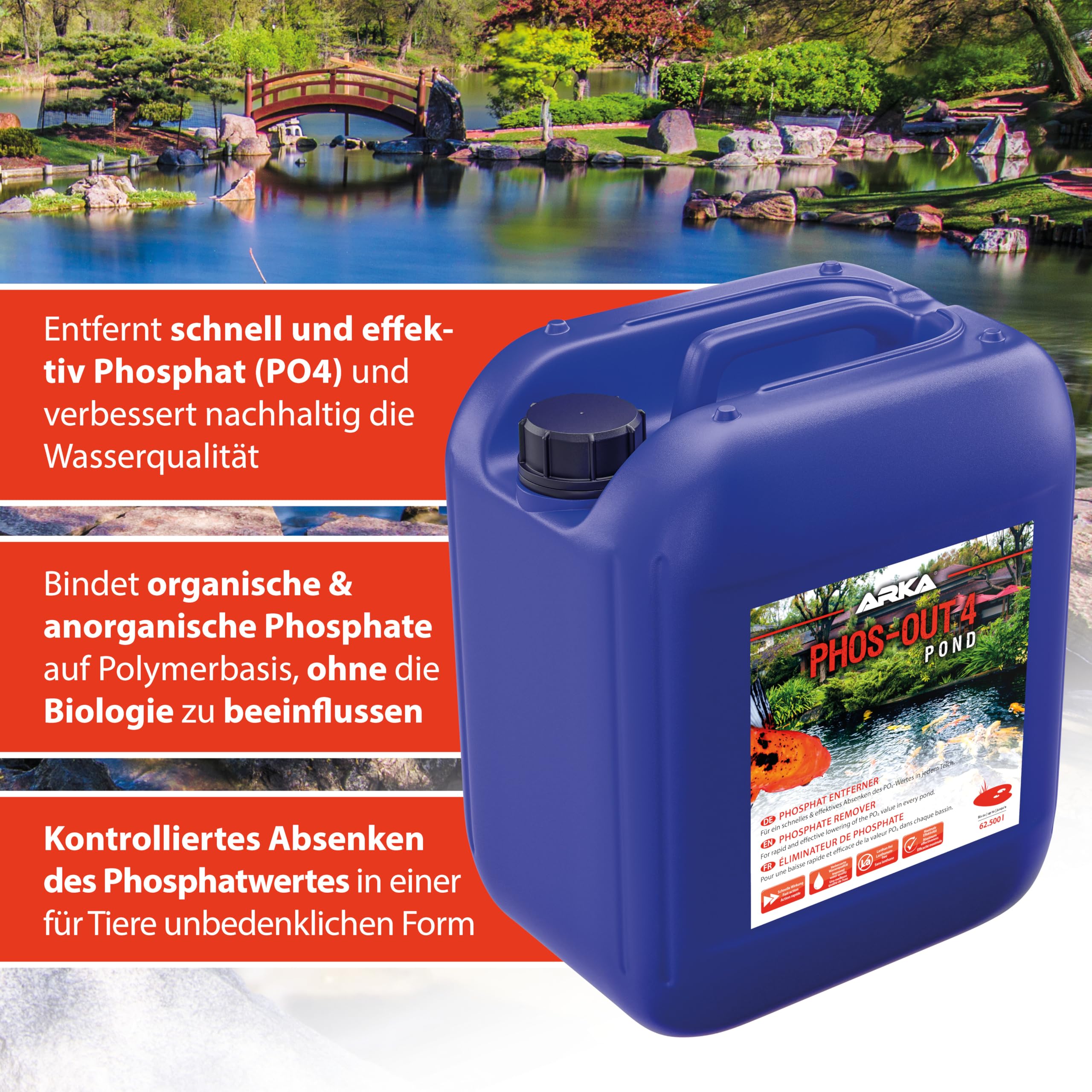 Phosphatentferner Teich 5000 ml - Phos-Out 4 Senkt Phosphat PO4 Sofort