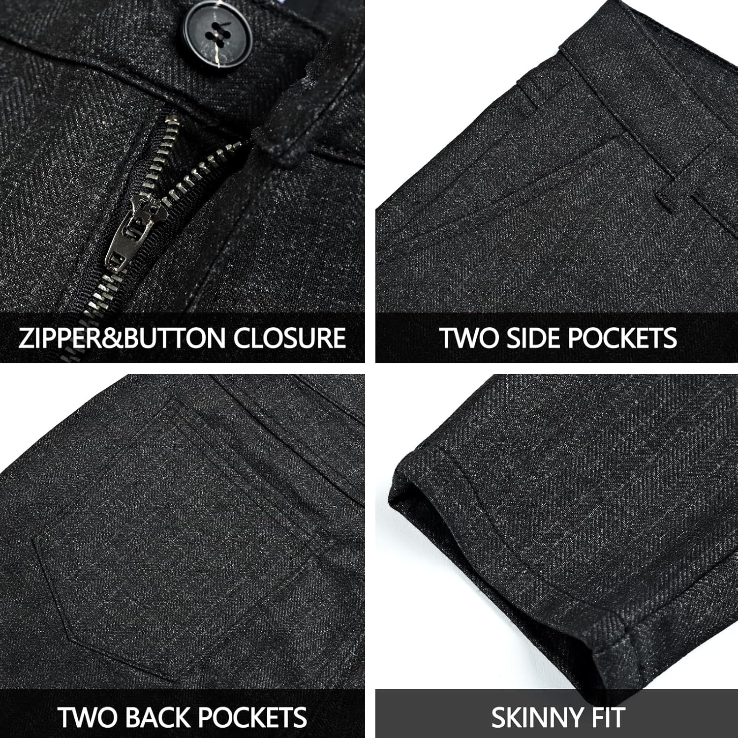 GINGTTO Mens Plaid Dress Pants Stretch Chino Pants Men Slim Fit