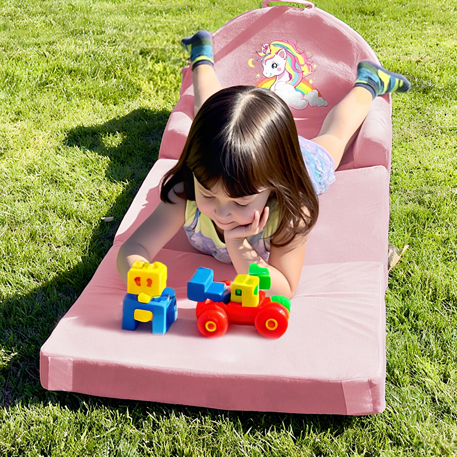 Składane krzesło dla małych dzieci, sofa dziecięca, rozkładana mini kanapa 2 w 1, 150 cm, miękki kryształowy aksamit dla małych dzieci, sofa do zabawy, do sypialni, salonu, pokoju zabaw