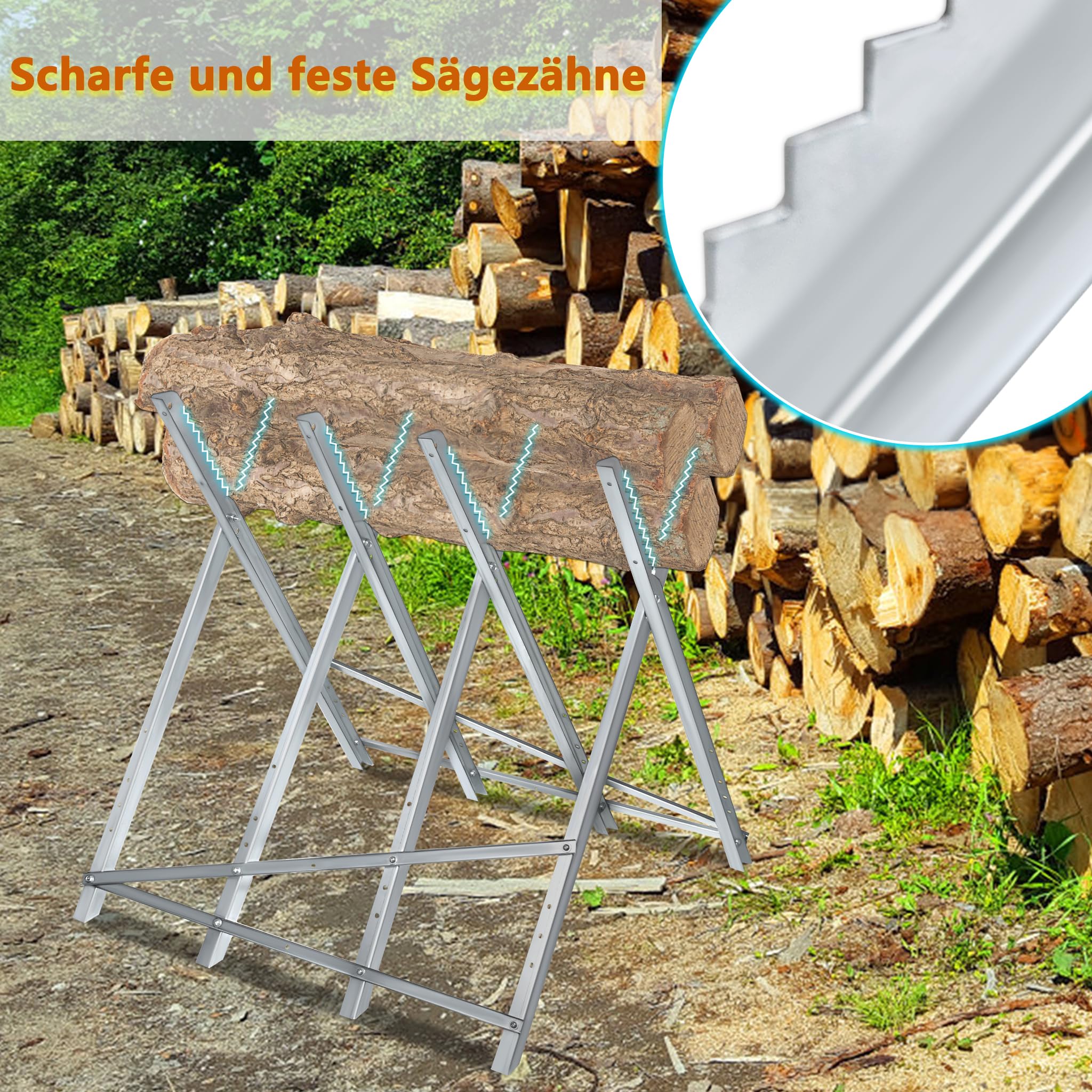 XMTECH Chevalet de Sciage Pliable en Métal - Bosse en Bois, Support pour Tronçonneuses - Capacité de Charge Max. 100 kg - 83 x 83 x 79 cm