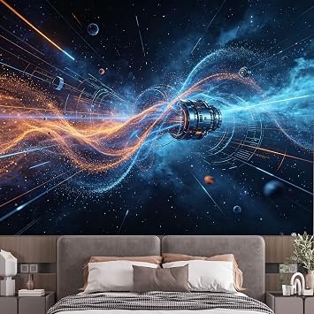 Custom Size Wall Murals Futuristic Space Abstract Energy Swirl Galaxy Light Stream 3D Trompe l’oeil SelfAdhesive Wall Fabric Removable Large Wallpaper for Photo Living Room