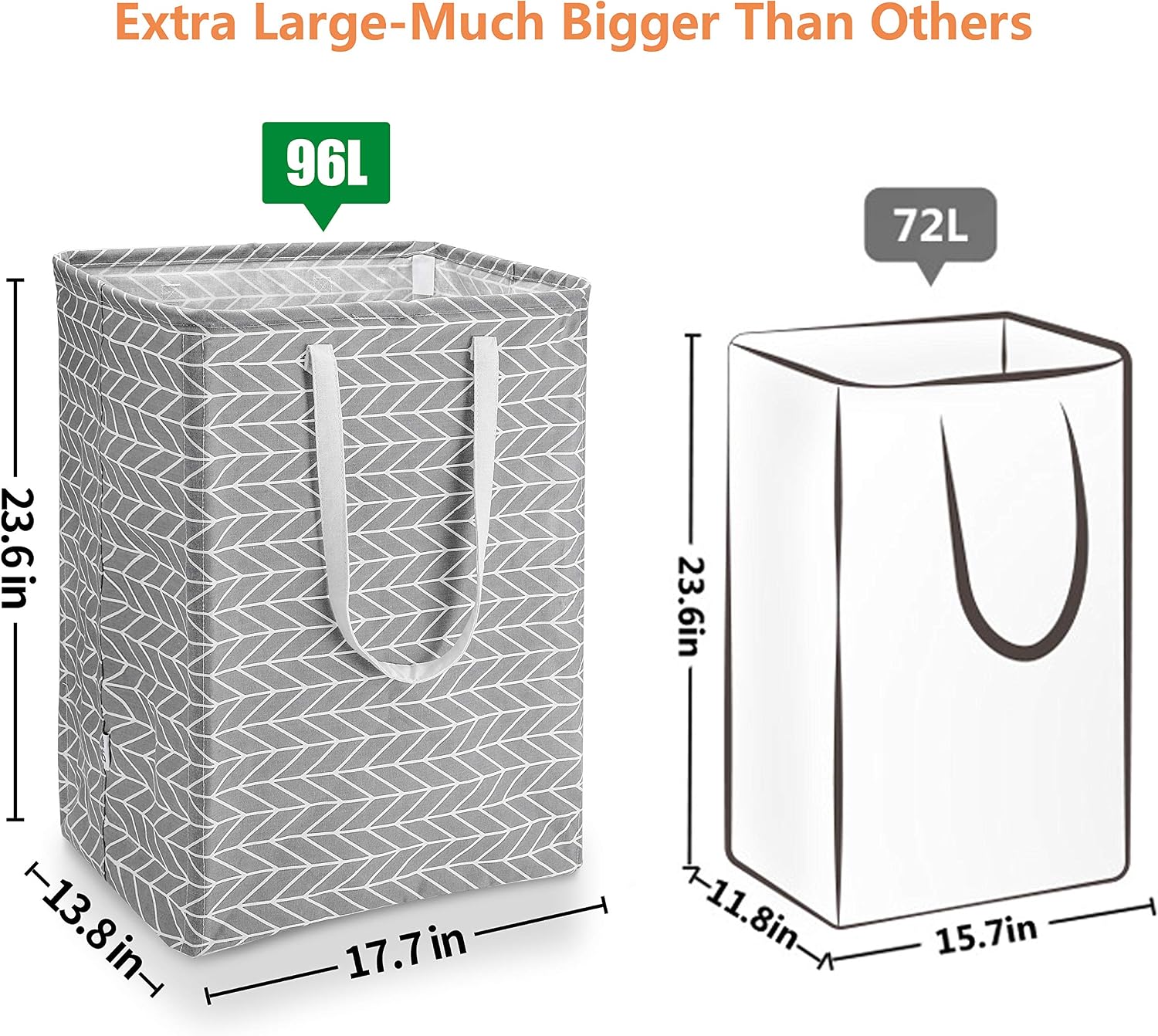 DYD Laundry Basket with Handles Extra Large Capacity Foldable Linen Clothes Hamper with Detachable Rods Waterproof Collapsible Storage Bin for Blankets Clothing Toys in Bedroom, Bathroom (96L) …