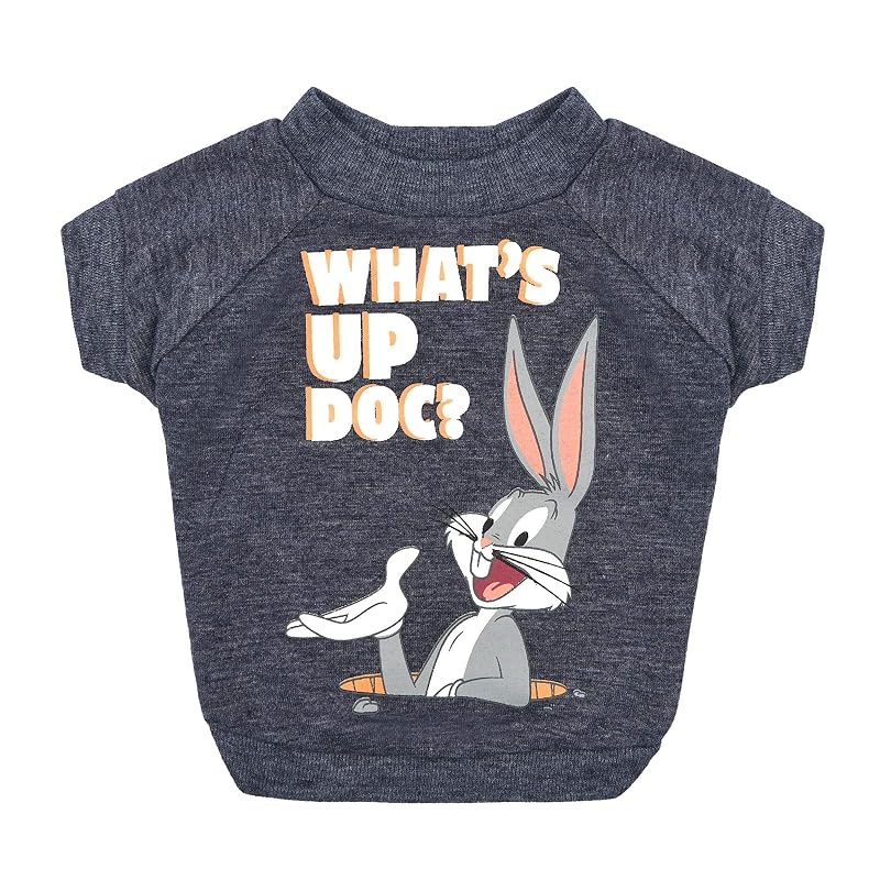 Camisa para cães LOONEY TUNES Bugs Bunny What's Up Doc? leve e macia azul mesclado, X-Small