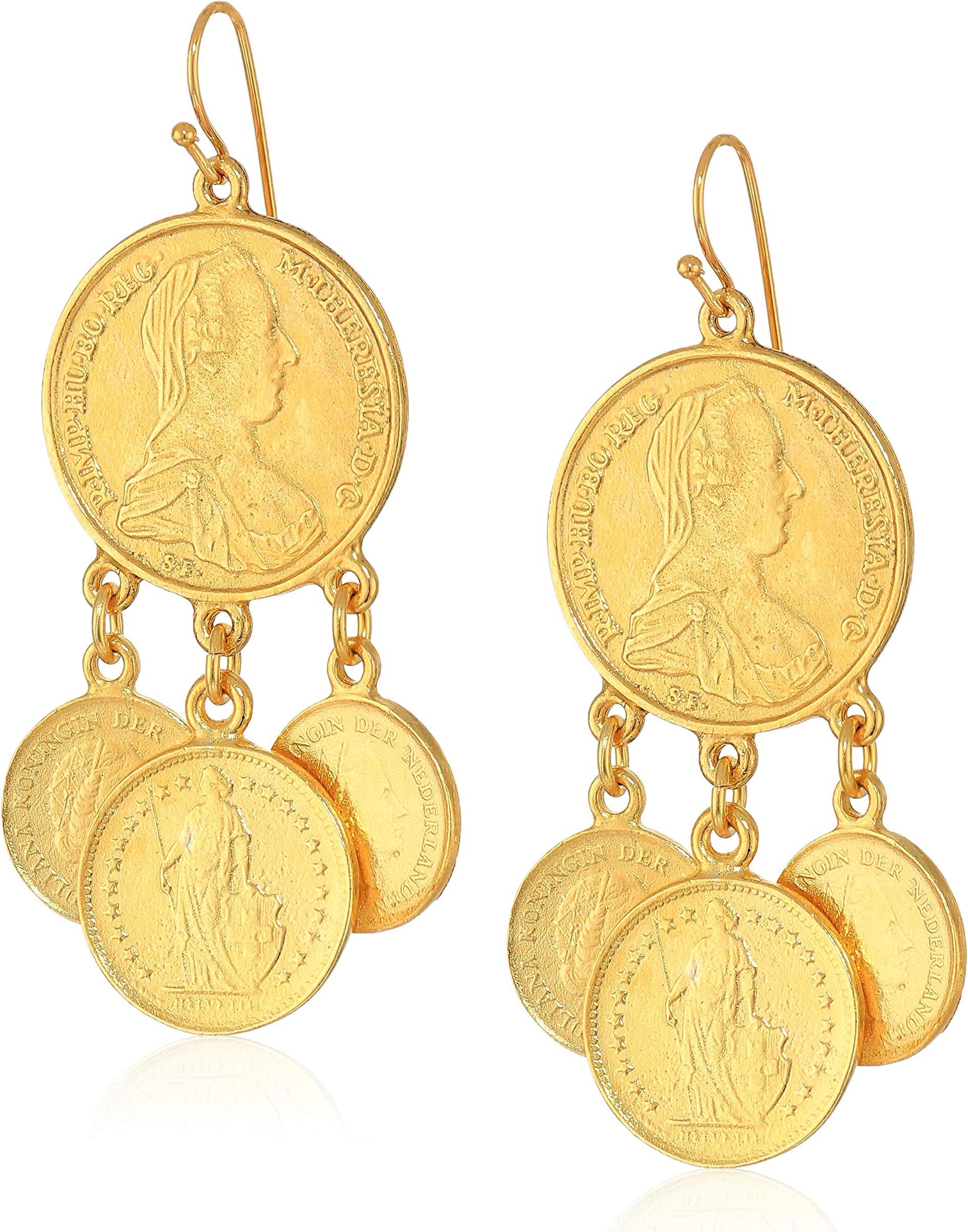Ben-Amun JewelryBen-Amun Moroccan Coin Vintage Dangle Earrings, New York Fashion 24K Gold Plated Jewelry