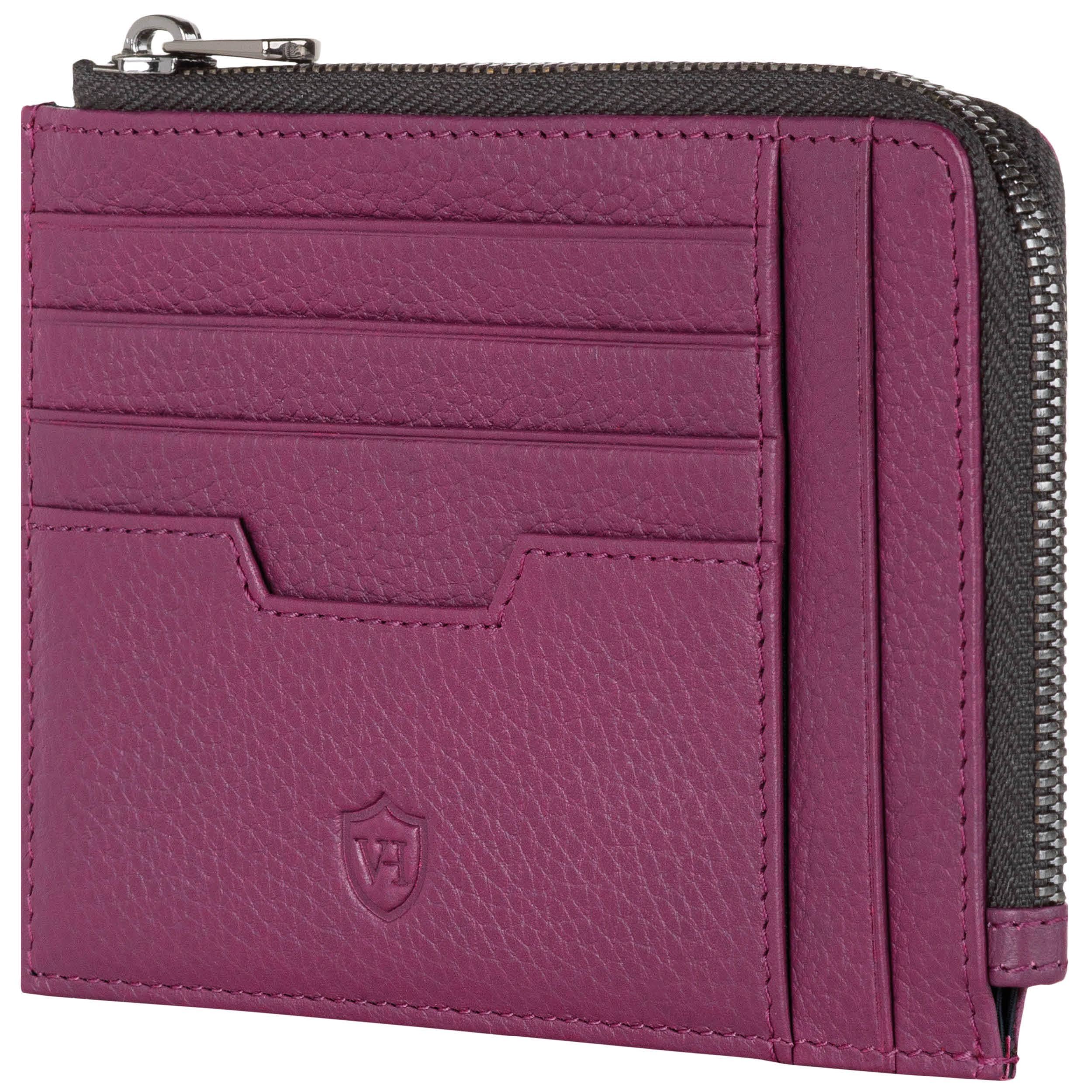 VON HEESEN Leder Kartenetui Geldbörse Herren & Damen Kreditkartenetui (Pink)