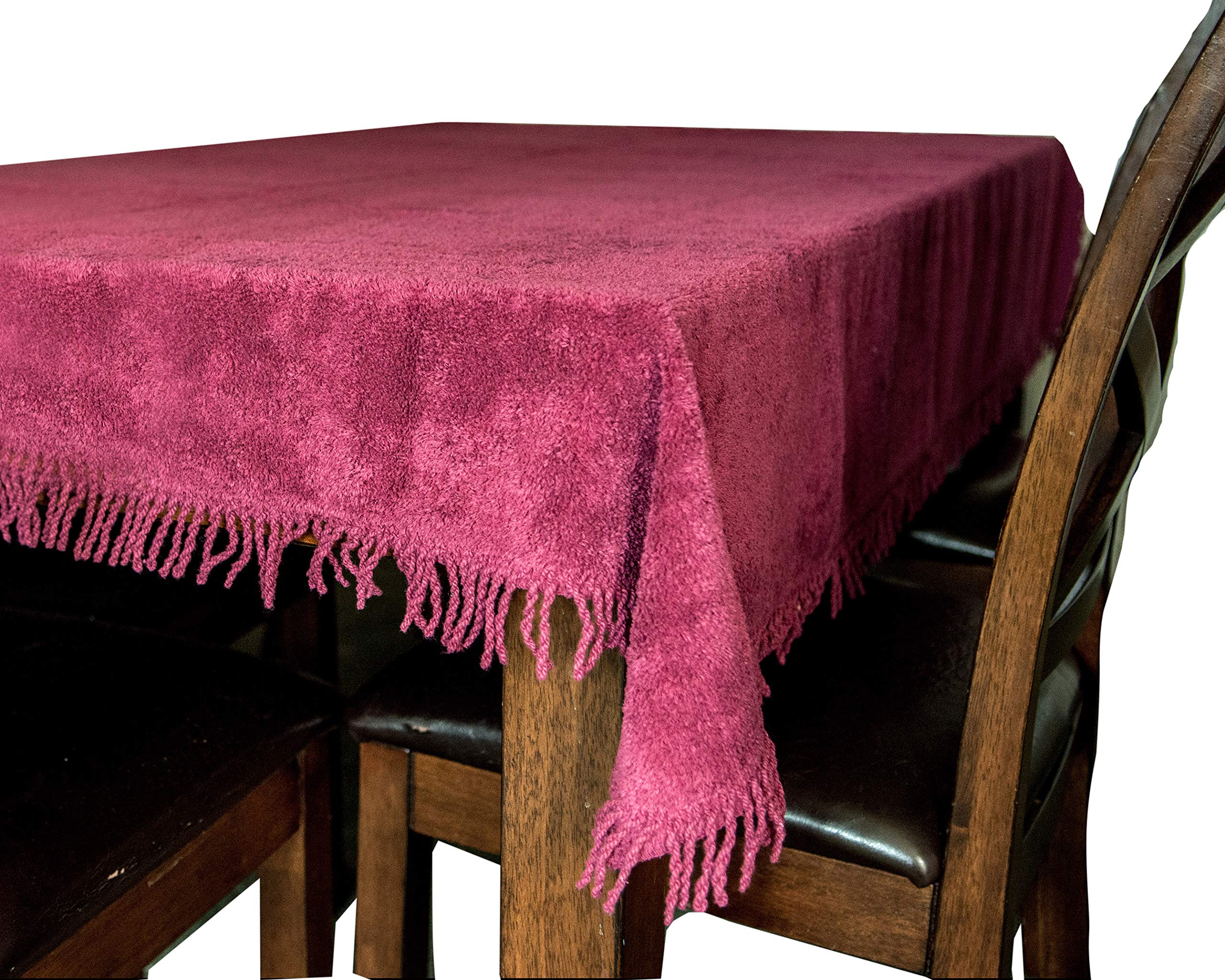 Snugglemore 100% Pure Cotton Chenille Table Covers Tablecloth Non Iron (132cm x 230cm, Burgundy)