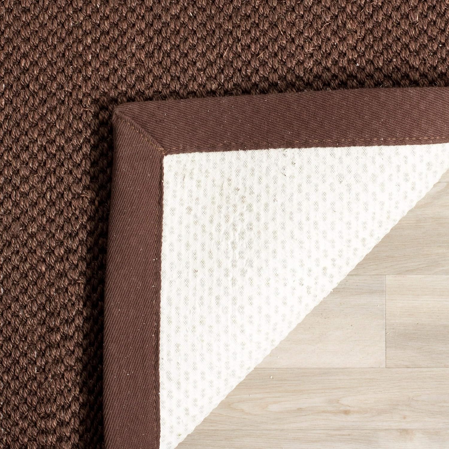 SAFAVIEH Area Rug 8x10 - Natural Fiber Collection - Large - Chocolate & Dark Brown, Sisal, Rustic Farmhouse Style, Ideal for Living Room, Bedroom, Dining Space (NF133D)