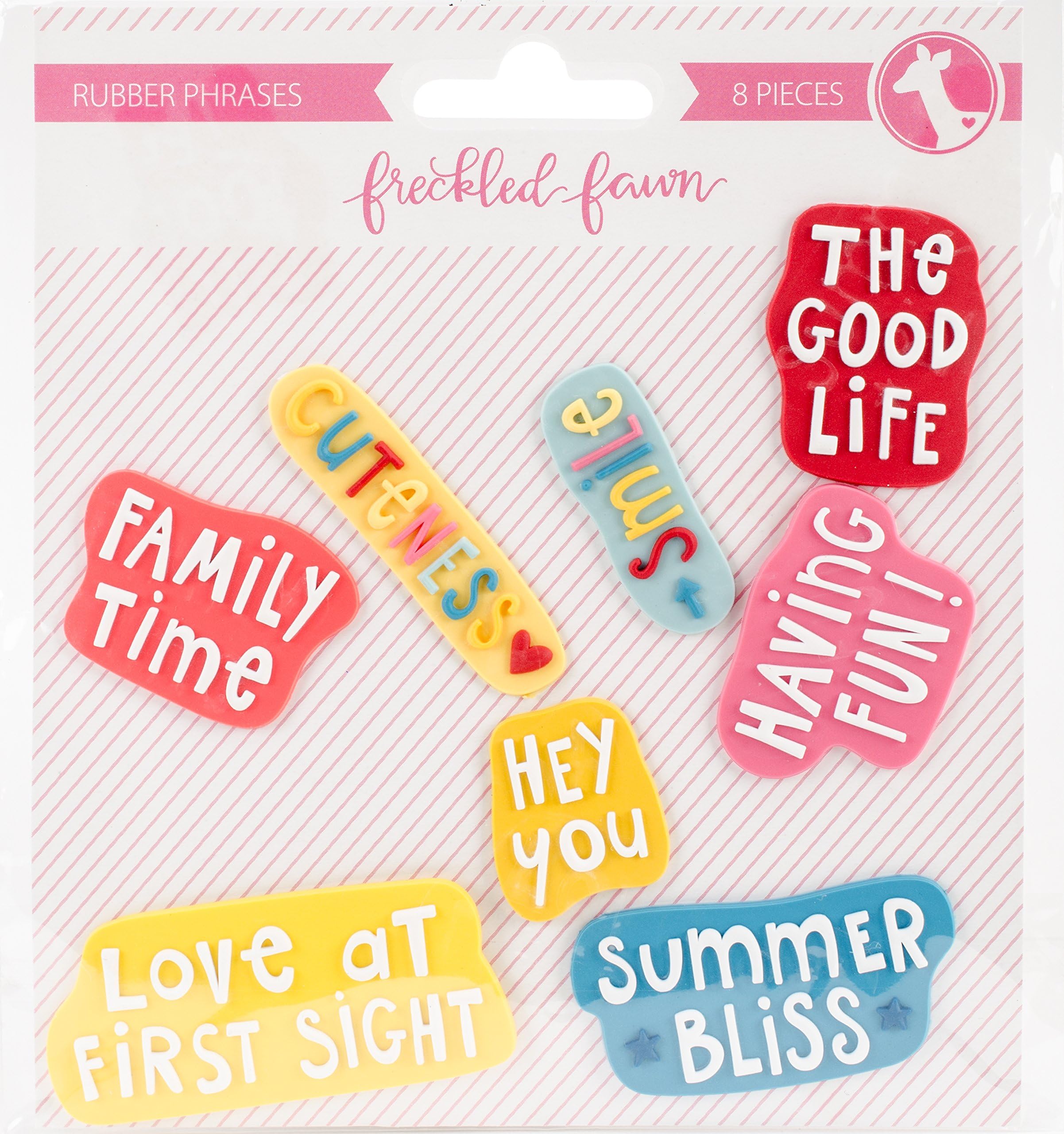 Freckled Fawn Doodle Phrase Rubber Shapes, Multi-Colour, 12.06 x 10.66 x 0.33 cm