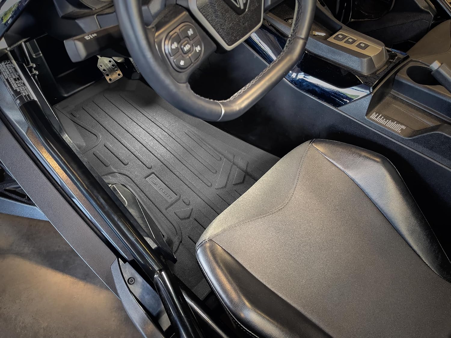SMARTLINER All Weather Protection Custom Fit Black 1st Row Rugged Rubber Floor Liner Set Compatible with 2017-2023 Polaris Slingshot