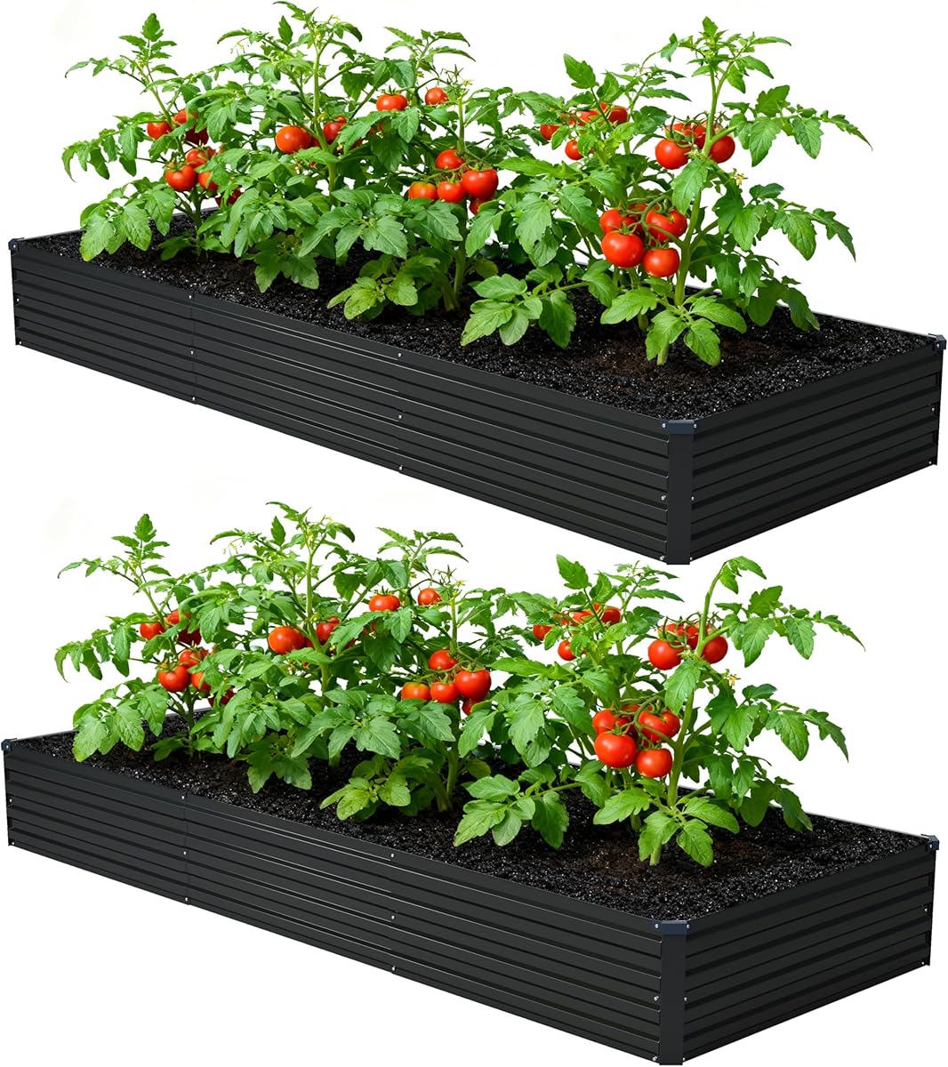 12x4x1ft(2 Pack) Galvanized Raised Garden Bed,Outdoor Planter Box Metal Patio Kit Planting Bed for Vegetables Flowers Herb,Black