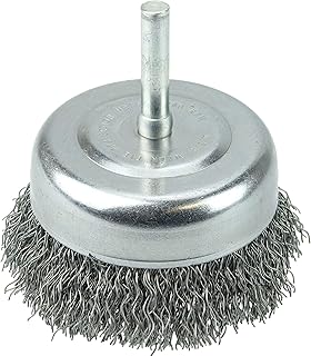 Weiler 36230 Wolverine 3" Crimped Wire Cup Brush, .014" Steel Fill, 1/4" Stem, Made in The USA