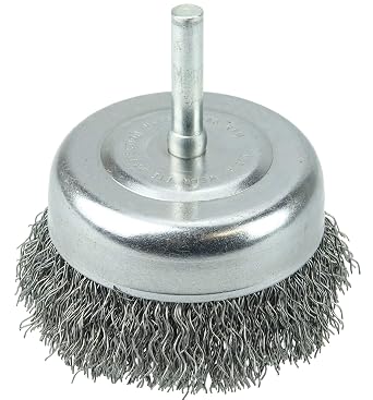 Weiler 36230 Wolverine 3" Crimped Wire Cup Brush, .014" Steel Fill, 1/4" Stem, Made in the USA