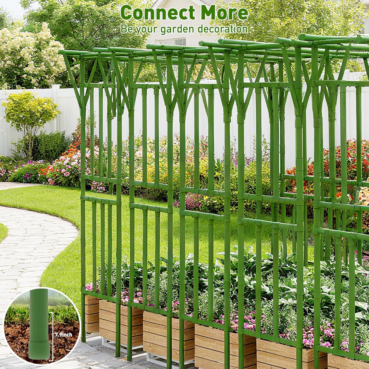 Flat Top Garden Arch Trellis 11FT x 9FT, Super Large Arbor Trellis for Climbing Plants Outdoor 141.7in x 108in x 19.7in, Metal Garden Frame for Backyard, Lawn, Archway, Wedding Decoration, Patio Green