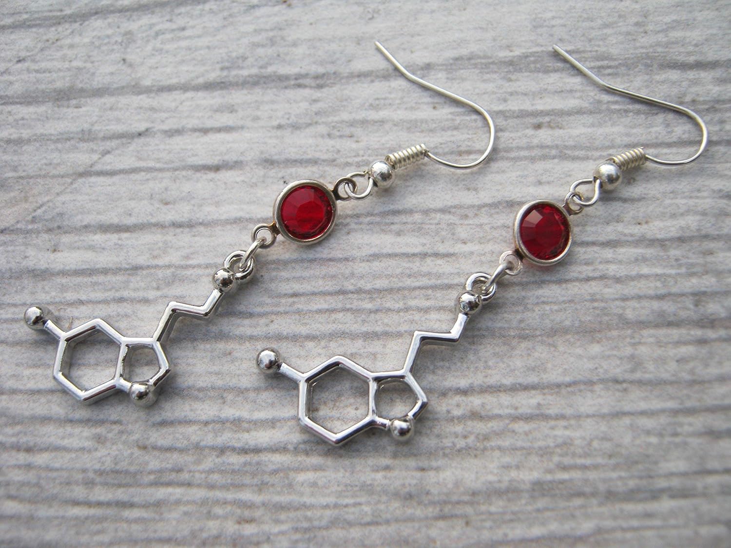 Seratonin Molecule Birthstone Earrings, Science Laboratory Earrings, Scientist Jewelry, Personalized Gift