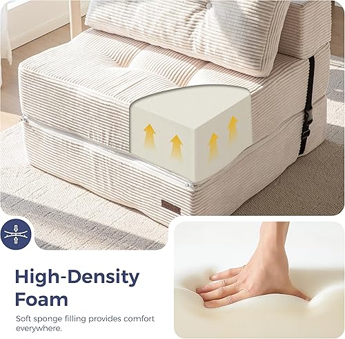 Miniatura 7 de MAXYOYO Sofá Cama Plegable, Sofá Cama Convertible con Espuma de Soporte de Alta Densidad, Silla Plegable Portátil 4 en 1 que se Convierte en Tumbona