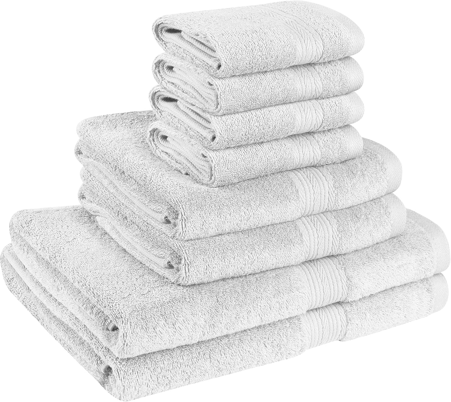 Beauty Threadz - 8 Piece Towel Set 2 Bath Towels, 2 Hand Towels, & 4 Washcloths 100% Ring Spun Cotton Towel Highly Absorbent, Ultra Soft & Fluffy Pack of 8 Bathroom Towel Set 500 GSM (White)