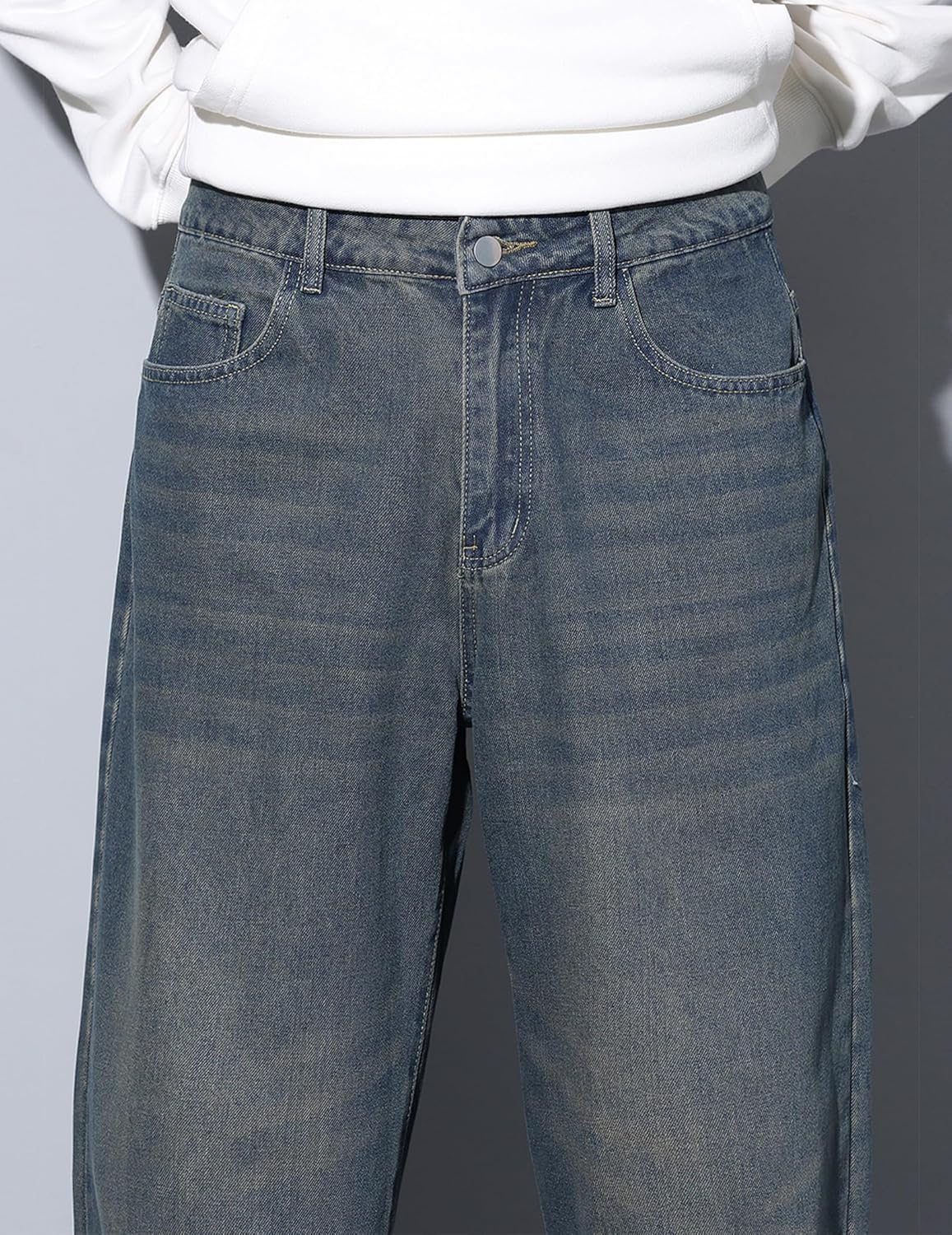 Mens Baggy Jeans Loose Fit Denim Jeans Wide Leg Hip Hop Pants Y2K Skater Trousers Streetwear - Image 6