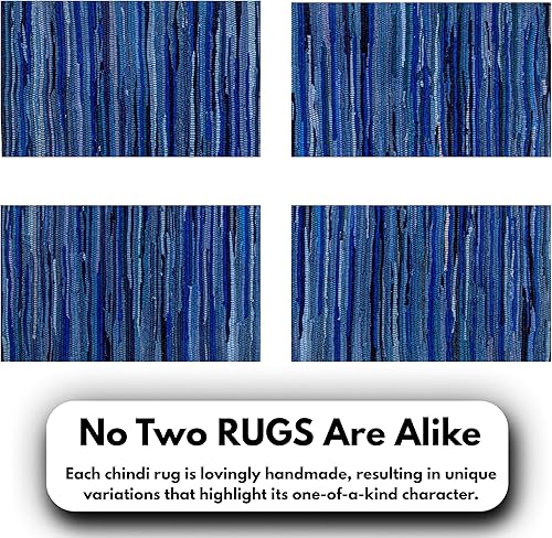 Miniatura 216 de Alfombra de trapo 100% algodón de 2 x 3 pies, lavable multicolor, alfombra Chindi tejida a mano y reversible para sala de estar, cocina, entrada