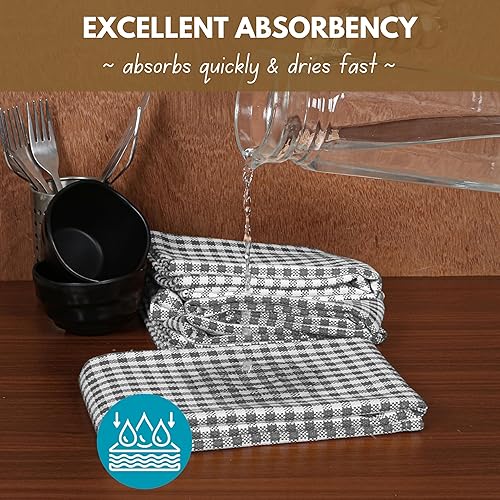 Miniatura 2 de Native Fab Paquete de 12 paños de cocina Gingham Farmhouse de algodón, absorbentes, duraderos, lavables, 15 x 25 pulgadas, paños de cocina, toallas