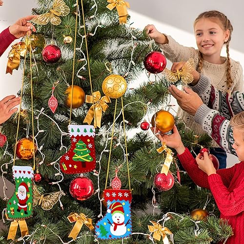 Miniatura 6 de Calcetines de fieltro de Navidad para manualidades, calcetines de fieltro de Navidad con adornos, muñeco de nieve, kits de calcetines de costura