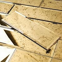 Vista 8 de Diflart Espejo retroprotector contra salpicaduras para despegar y pegar, antigüedad, 1.8 x 11.8 pulgadas, espejo biselado de tres tiras para pared