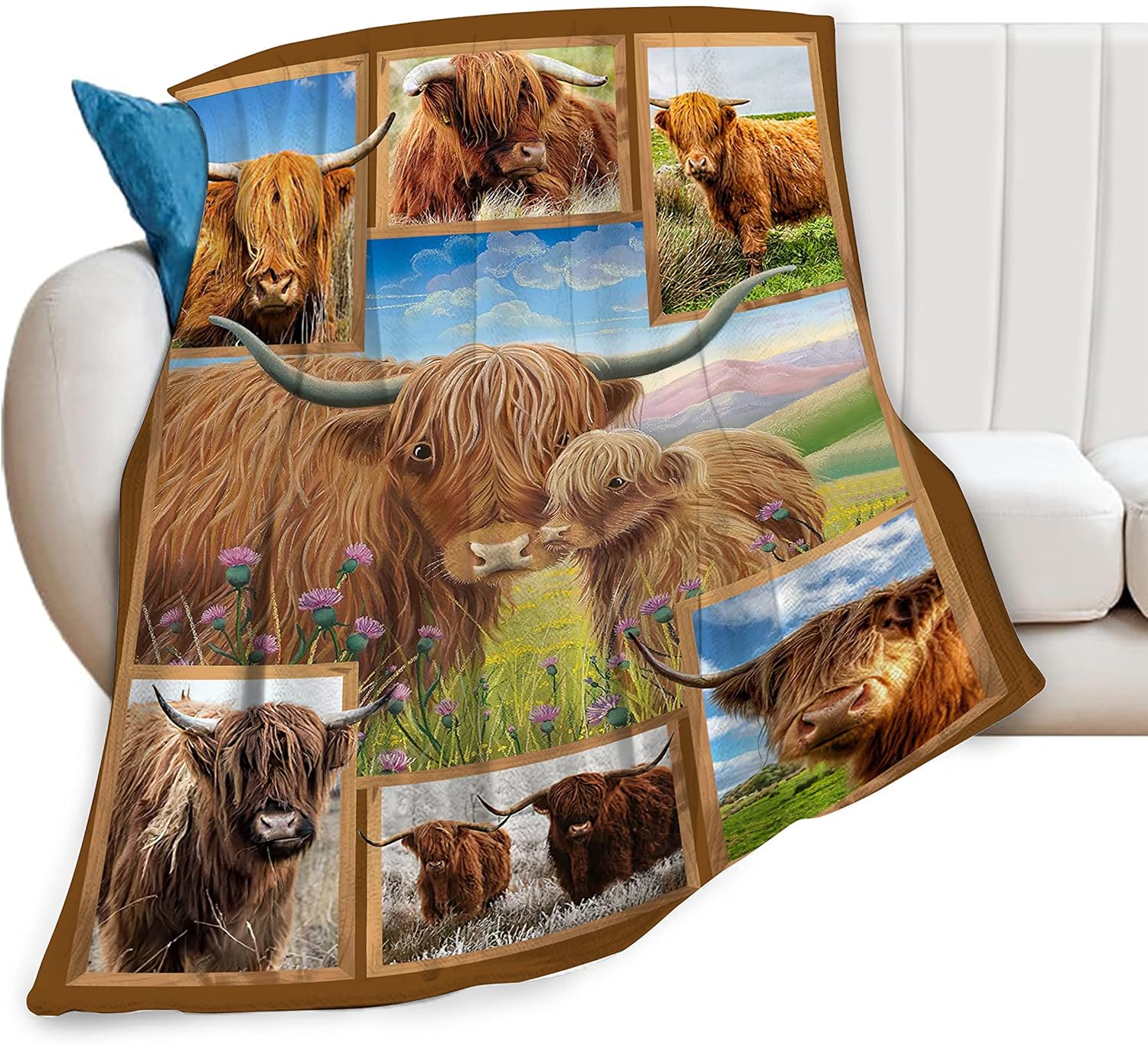 Highland Cow Blanket Farm Cow Decor Animal Throw Blanket Highland Cow Gifts for