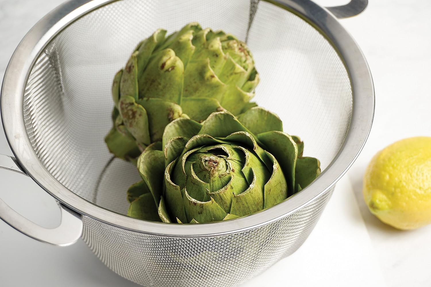 RSVP International Endurance Kitchen Collection Stainless Steel Mesh Strainer, 6 Quart, Wide Rim