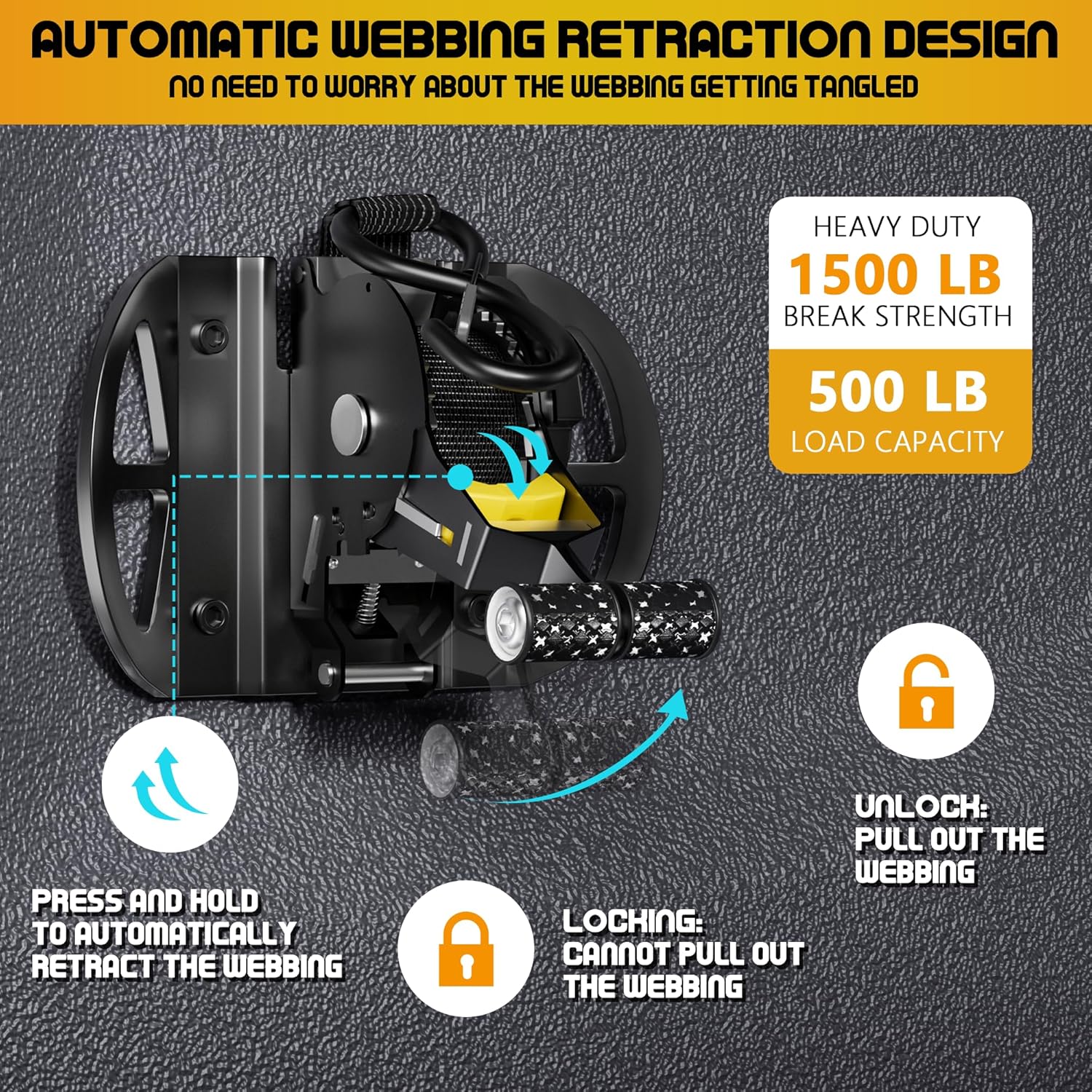 2PCS Retractable Ratchet Straps,Compatible with 2015-2025 Ford F150 Auto Retract Securing Strap,Integral Retractable Tie Down Straps for F250/F350/F450/F550,Retractable Truck Bed Ratchet Straps - Image 6