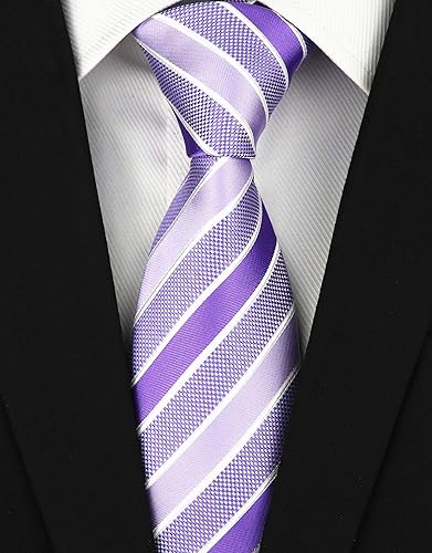 Vista 112 de Secdtie Corbata clásica de seda tejida jacquard a rayas para hombre Gris Negro