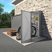 Vigohuseeo 4x9.2 FT Galvanized Steel Outdoor Storage Shed - Waterproof Lockable Door, Window, Heavy-Duty Metal Garden Tool Shed (Gray)