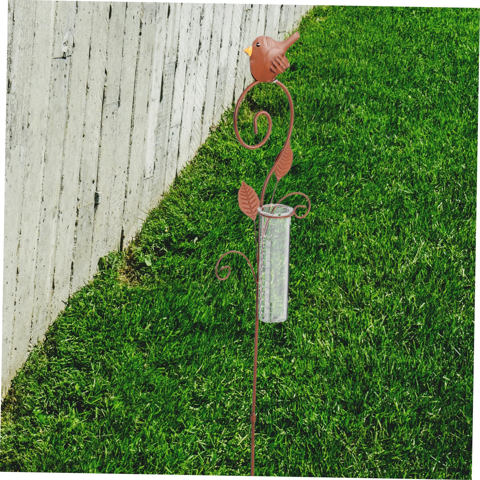 Pluviometro da Giardino in Ferro e Vetro Marrone, Misura Pioggia | Patio e Giardino, Decorativo e Pratico, Struttura Creativa dal Look Vivace